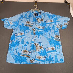 Caribbean Joe Hawaiian Shirt Mens Size XXL Button Up Silk Floral Tropical